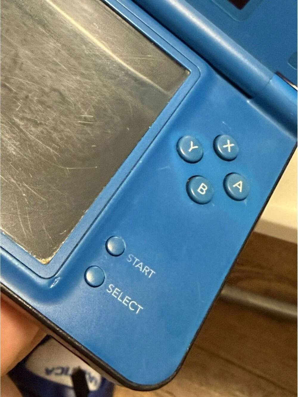 Nintendo DS XL Midnight Blue Console , ( Parts ) No Charger , Broken Hinge, Read